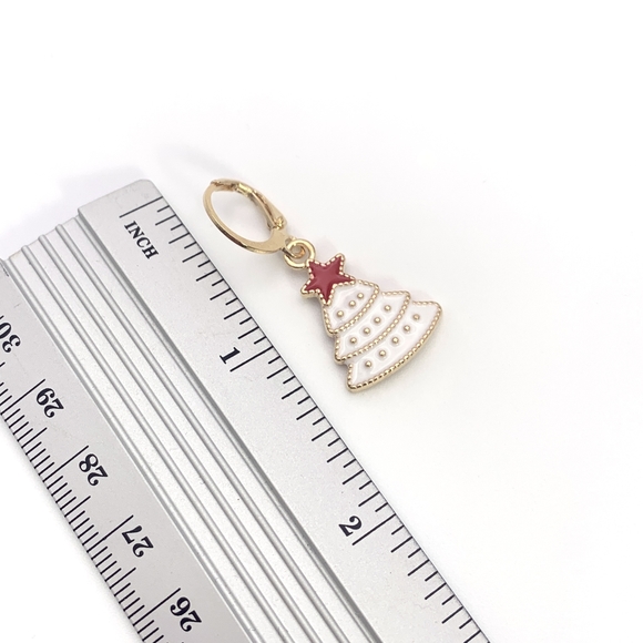 White Christmas Tree Earrings - Picture 5 of 5